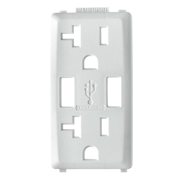 Leviton COMBINATION DEVICE SWITCH WH/WH RENU USB CHARGER 20A REC FACEPLATE RKAA2-WW